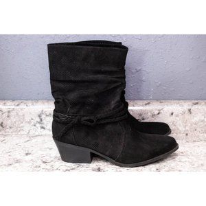 JustFab Black Zadalia Faux Suede Booties, Size 7.5